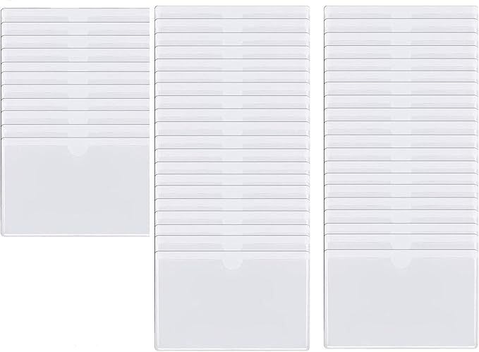 50pcs Self-Adhesive Business Card Protecror,Waterproof Clear Adhesive Label Pockets,Transparent Label Holder with White Card for Cabinet,Storage Bin,Supermarket,Bookself,Mailbox,Tag,Drawers