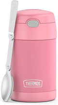 THERMOS FUNTAINER 16 Ounce Stainless Steel Vacuum Insulated Food Jar with Spoon, Pink
