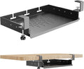 No Drill Under Desk Laptop Mount, Metal Under Desk Storage Shelf with Cable Management, Laptop Storage Tray for MacBook, Keyboard, Mac Mini, Anti-Scratch Silicone, Fits Office, Gaming, Workstations