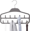 Belt Hanger Rack Holder for Closet, Sturdy Belt Organizer with 360 Degree Swivel, 11 Large Sturdy Belt Hooks, Non Slip Rubberized Belt Storage, Grey
