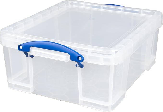 Really Useful Box 17 Liter Plastic Storage Bins with Snap Lids and Clip Lock, Clear