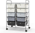BECOMFORT 10-Drawer Rolling Cart with Drawers, Storage Cart on Wheels, Teacher Classroom Organizers with Metal Frame, Mobile Craft Cart, Trolley Utility Cart for School Office Play Room