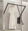 Pull Down Closet Rod for Hanging Clothes, Retractable Wardrobe Hanger for Cabinet Inside Width 26"~35", Aluminium alloy Tubing with Plastic Housing, 44 lb Weight Rating