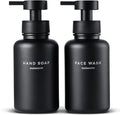 MaisoNovo Glass Foaming Soap Dispenser 14 Oz | Glass Bottles Pumps x 2 Black