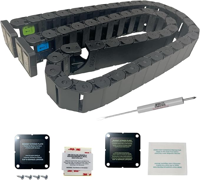 Quality Clever PivyCord-Vez Flex Chain Raceway Cable Management Solution for Sit-Stand Variable Height Desks, Flexible Cable Raceway to Hide, Organize and Protect Wires and Cables, Black