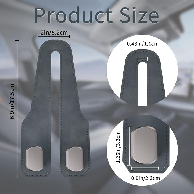 Car Seat Headrest Hooks for Purses and Bags, 2 Pack Bag Purse Holder for Car With Double Metal Hooks, Car Purse Hanger, Headrest Back Seat Handbags Hook Cute Hanging Accessories, Grey