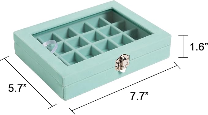 Frebeauty 24 Grid Earring Organizer,Small Velvet Jewelry Tray with Lid | Portable Jewelry Box for Rings Stud,Velvet Lining for Protecting Jewelry,Adjustable Dividers,Glass Lid for Clear Review