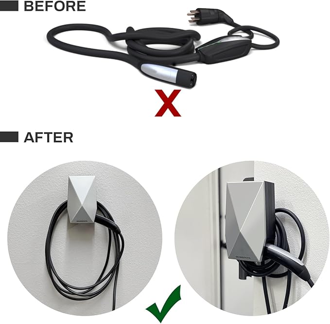 SEVEN SPARTA Aluminum Charging Cable Holder Wall Mount for Tesla Charger | Upgraded Aluminum with UMC Holder, Side Holster to Save Space, For Tesla Model 3 Y X S Cybertruck Mobile & Wall Connector