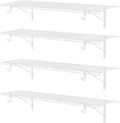4-Pack Wire Closet Shelving with Triangular Brackets, 150 lb Capacity | Reinforced Triangular Brackets, Built-in Rod Holders, 150 lb Capacity, Soft Rubber Coating, Wall Mounted, 4ft x 12in, 4-Pack
