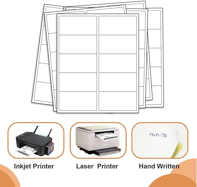 10up 1000 Sheets Sticker Labels Compatible Laser/Ink Jet Shipping Labels, 2" X 4" Labels for Shipping/Mailing (10000 Labels)
