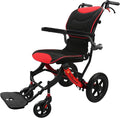 Wheelchairs for Adults,Transport Wheelchair Lightweight Foldable with Removable Cushion,Ergonomic Transfer Chair with 11-inch Rear Wheels for All Terrains,Travel Wheelchair,Red