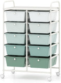 BECOMFORT 10-Drawer Rolling Cart with Drawers, Storage Cart on Wheels, Teacher Classroom Organizers with Metal Frame, Mobile Craft Cart, Trolley Utility Cart for School Office Play Room