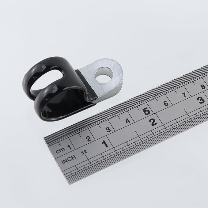 Antrader Cable Clamps, 20Pcs Carbon Steel Rubber Cushion Insulated Loop Clips, 20mm/0.79inch R-Type Cable Management Cord Organizer with Screws