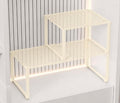 Extendable Metal Wire Shelf Organizer - Adjustable 15-24.4in Length, Stackable Storage Rack for Kitchen/Pantry/Bathroom/Shoe Cabinet/Tool Closet (2, Cream)
