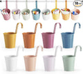 OBUSATT 8 PCS Boho Metal Pencil Holder with Pipes Back to School Hanging Iron Small Pails Colors Crayon Organizer First Day of School Boho wall pencil holderr for classroom Kids Crafts Party Favors