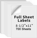 8.5" x 11" Full Sheet Label Sticker Paper for Laser & Inkjet Printers,Self Adhesive Full Page Shipping Labels,Printable White Matte Mailing Label Stickers(700 Sheets,700 Labels)
