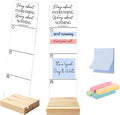 Sticky Note Holder, Monitor Memo Board, Sticky Note Board for Desk, Acrylic Desk Buddy with Wooden Base, Includes 200 Notes, Religious “Pray About Everything Worry About Nothing Philippians 4:6”