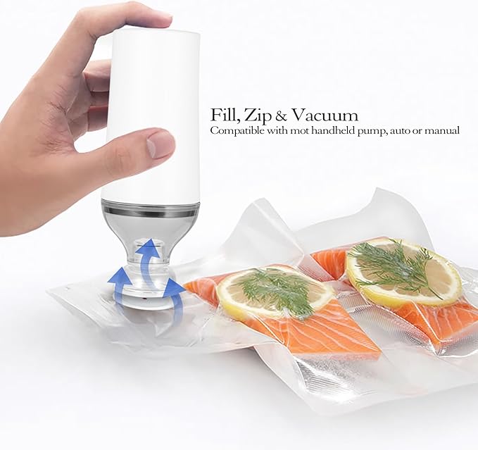 VICARKO 30 Vacuum Zipper Bags, Vacuum Sealer Bags, Food Storage, Reusable Bags, with Double Layers, BPA Free, 4.3L, 13.5 x 10.5"（20 Blue Classic+10 White Upgraded ）