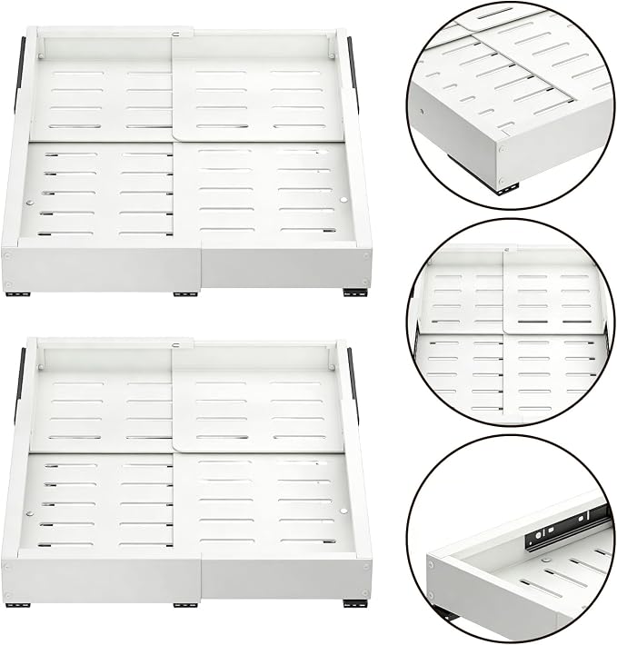 Pull Out Cabinet Organizer Telescopic Storage Basket | Slide Out Drawers for Home Pantry Laundry Apartment Dorm Corner Desk Dresser