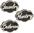 Putuo Decor Bathroom Pantry Laundry Wall Sign Set Wooden Room Label Decor Rustic Farmhouse Style For Home Kitchen Hallway Apartment Laundry Room