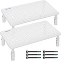 BONTEC Monitor Stand for Desk 2 Pack, 3-Level Height Adjustable Metal Monitor Riser, Ergonomic Computer Stand with Pen Holder & Cable Management for Printer, Laptop, Office Workstation, White
