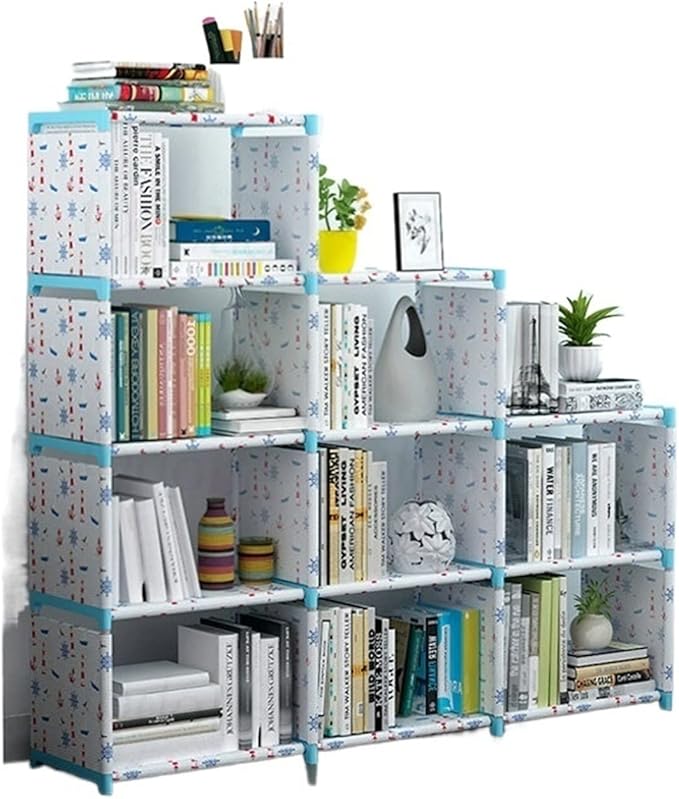 Bookshelf Tall Bookcase DIY Home Decor Bookcase Bookshelf Ladder Bookshelf Creative Modern Bookshelf Non-Woven Fabric Assembled Display Stand Bookshelf Organizer (Color : 05) (17)