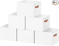 6 Pack Large Closet Storage Baskets Bins for Shelves, Collapsible Fabric Closet Organizers and Storage with Polyester Handles, Decorative Baskets for Organizing Clothes, Towels, Linen Closet 14"x10"