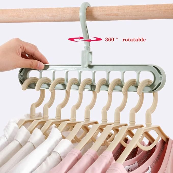 9 Space-Saving Hangers Heavy-Duty PP Plastic Tiered Hanger Organizer with Non-Slip Foldable Design, for Closet (Random, 5)