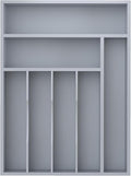 Bamboo Silverware Organizer, Kitchen Drawer Organizer, Utensil Holder, Cutlery Tray & Spoon Flatware Storage with Grooved Drawer Dividers (Grey, 12.5''W x 16.5''D)