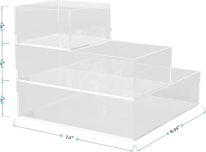 Martha Stewart Brody Desktop Storage Organizer, Stack and Slide Plastic Organizer Tray, Organizer for Office, Kitchen, or Vanity, 1-S, 1-M, 1-L (Pack of 2)