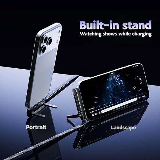 NKV USB C to USB C Cable， 240W Fast Charging Cable 5 FT，Invisible Stand Charging Cable，Flat USB c Cable,USB c Cable Right Angle，for iPhone 17 Series, Samsung Galaxy S25 S24 Ultra etc (Black)