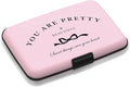 Credit Card Holder Pink, RFID Wallet Women Pocket Small Card Holder, You Are Pretty Travel Business Card Case Metal RFID Blocking Card Organizer for Women Men