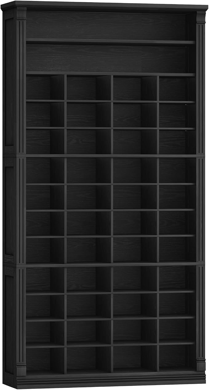 Hzuaneri 13 Tiers Shoe Storage Cabinet, Tall Shoe Cabinet with Cubby, Wooden Shoes Organizer for Closet, 52 Pairs, Shoes Cubby Organizer for Entryway, Hallway, Bedroom, Black SR41004X