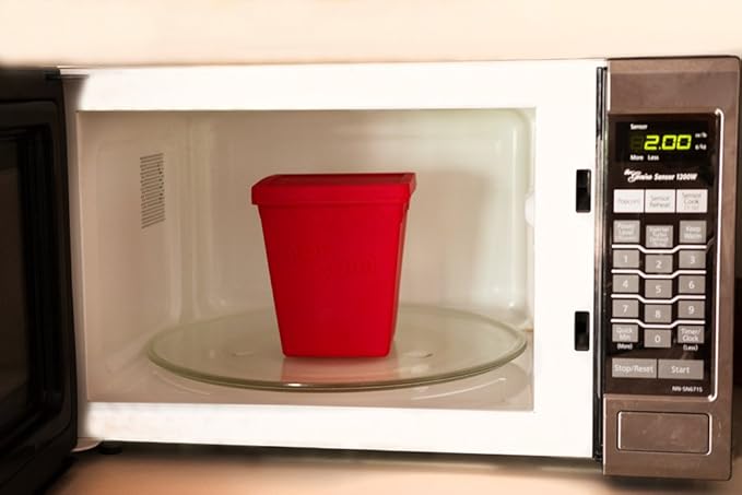 Microwave Popcorn Popper | Replaces Microwave Popcorn Bags | Healthy Air Popped Popcorn - No Oil Needed | BPA Free Premium European Grade Silicone Popcorn Maker by Cestari Kitchen (Red Makes 8 cups)