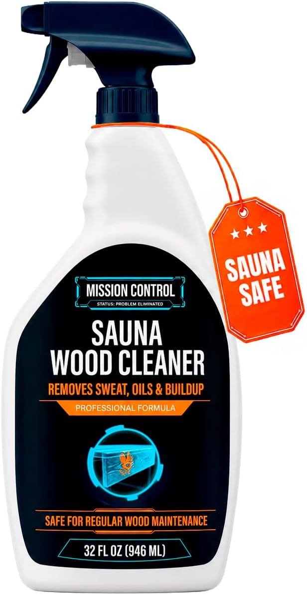 Mission Control 32 oz Sauna Wood Cleaner Spray | Removes Sweat, Body Oils & Buildup From Interior Surfaces Including Cedar - Wood-Safe Formula for Regular Sauna Maintenance