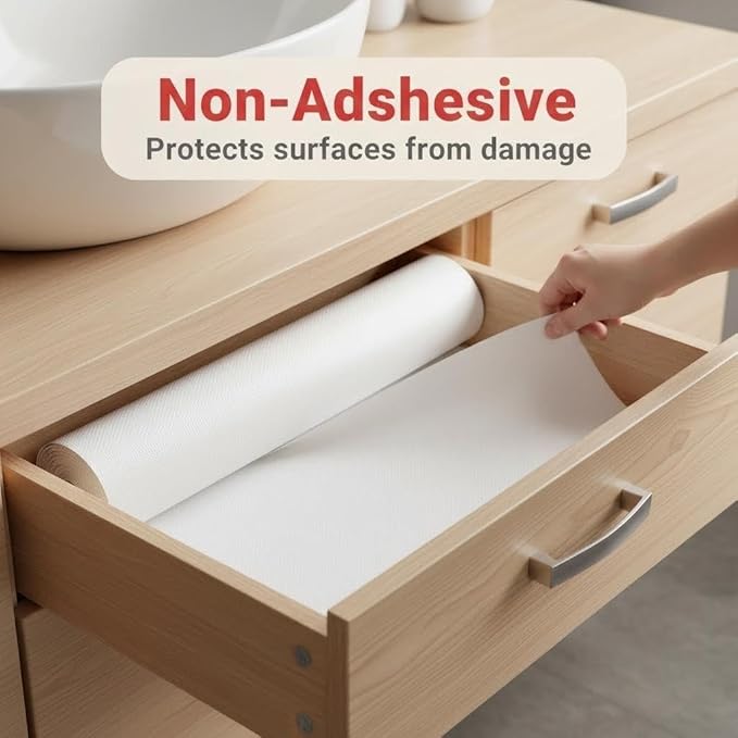 Coavas Shelf and Drawer Liner, Non Slip Extra Grip Non Adhesive Waterproof Thickened Cabinet Mat, Easy Cut for Kitchen Pantry Bathroom Dresser Cupboard (White, 12IN x 30FT)