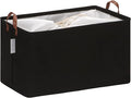 Hinwo 70L Extra Large Storage Bins, Closet Organizers and Storage, Foldable Clothes Storage Baskets with Handles, Containers for Clothing, Blanket, Comforters, Toys, Bedding (Black)