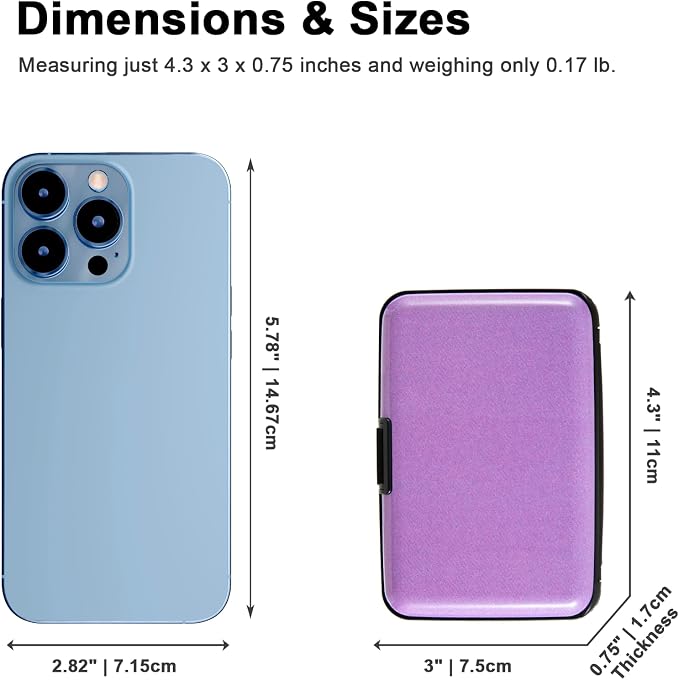 Credit Card Holder, RFID Blocking Metal Card Wallet for Women Men Slim ID Card Holders Protector Aluminum Business Hard Case (Lavender Purple)