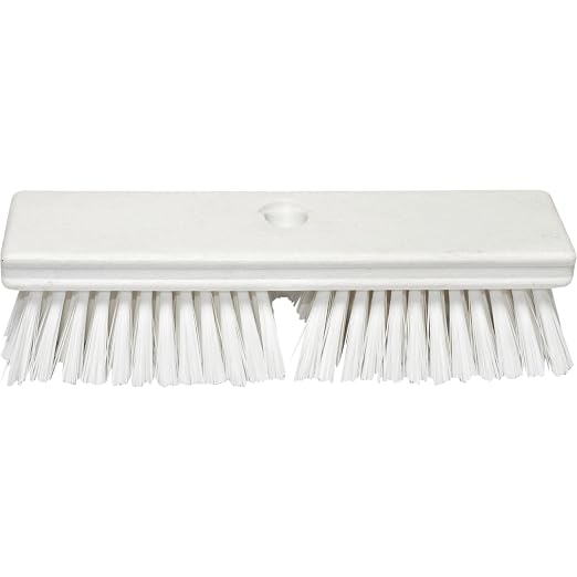 SPARTA Plastic Floor Scrub Brush, Brush Head Only, Deck Brush with ACME Standard Thread Fitting for Deck, Industrial Kitchens, and Hospitals, 10 Inches, White