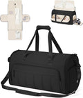 WANDF Convertible Garment Bags for Travel with Wet Pocket Carry on Garment Duffle Bag 2 in 1 Puffy Hanging Clothes Travel Bags with Shoe Compartment for Airplanes Business Weekend Gym Wedding (Black)