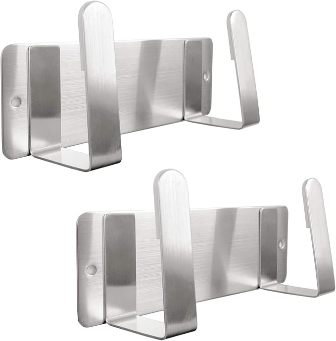 Pot Lid Rack, Wall Mounted 304 Stainless Steel Pan Lid Organizer Holder, 3M Self Adhesive, Kitchen Cooking Utensil Tool (Silver, Set of 2)