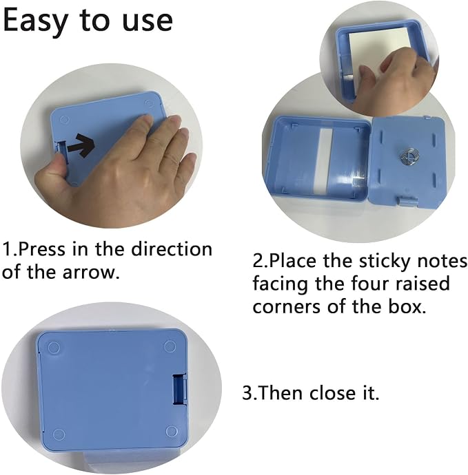 Notes Dispenser 3 x 3 inches Sticky Note Holder with 100- Sheet Pad Notes | 3 x 3 inches, Blue, White sticky note paper，Notes Container Dispensing for Home, Office & School Use