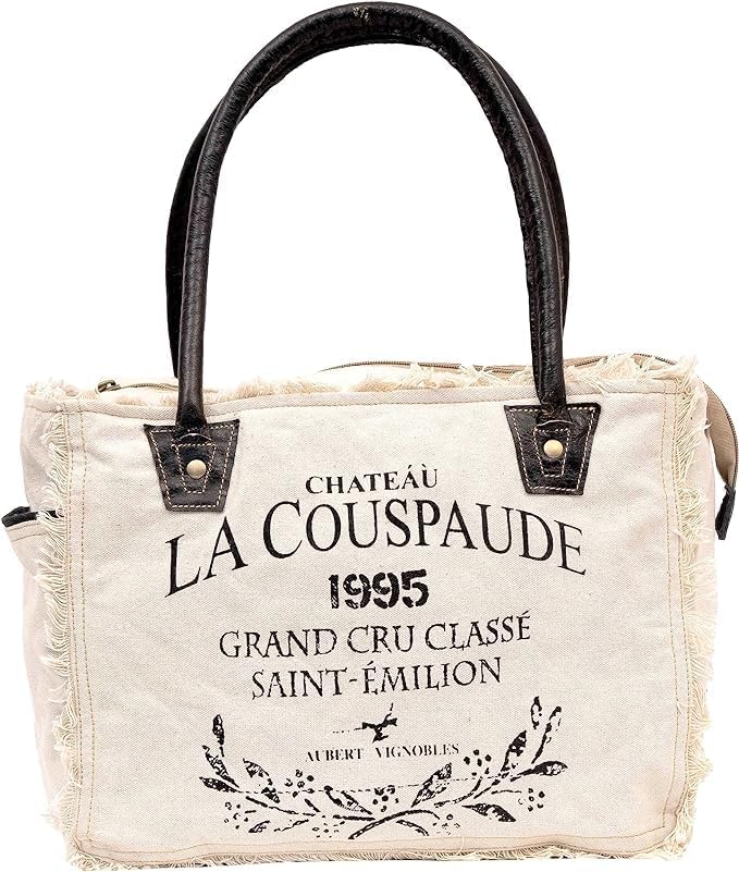Shy Shy Bags Sel De Mer Canvas & Cowhide Tote Bag - Upcycled Radiant Leather Hand Bag