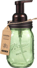 Amolliar Mason Jar Foaming Soap Dispenser, 16OZ Green Glass Hand Soap Dispenser, Plastic Pump & Stainless Steel Lid, Kitchen Dish Soap Bathroom Accessories, Farmhouse Soap Pump Bottle, Bronze 1 Pack