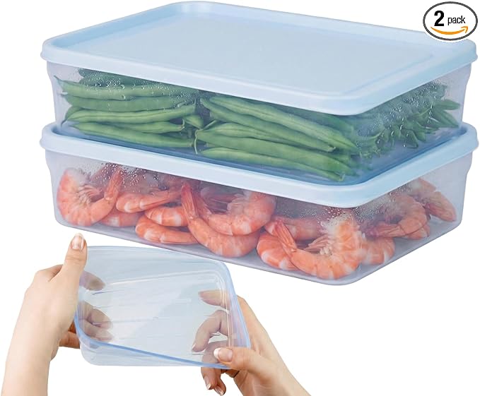 carrotez Flexible Freezer Storage Containers with lids, 2Pack 5.5cup Blue