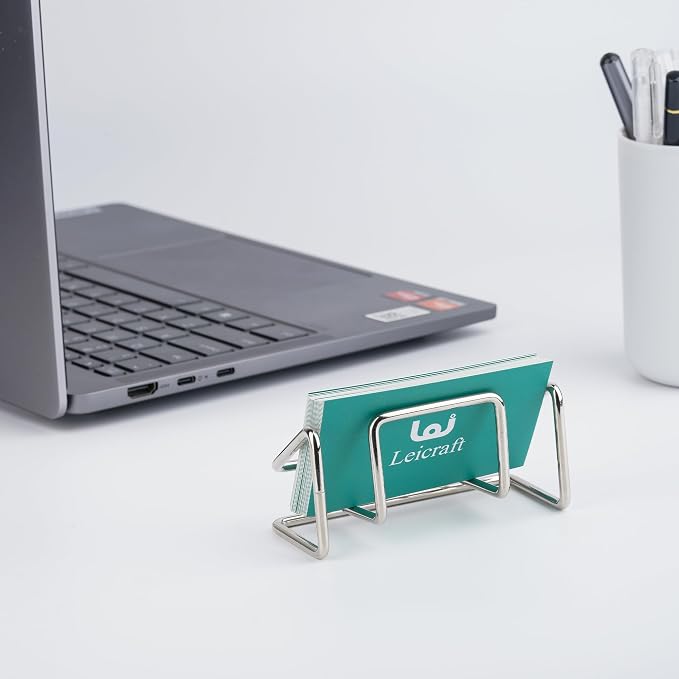 Business Card Holder for Desk, Cute Metal Card Organizers and Office Desk Accessories for Men and Women (Silver)