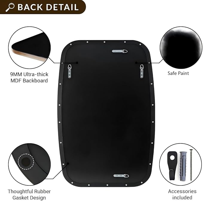 ANDY STAR Brushed Bronze Bathroom Mirror, 22x30 Oblong Mirror with Stainless Steel Metal Frame, Oval Vanity Mirror for Over Sink, Modern Anti Rust Wall Mounted