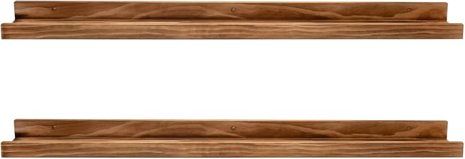 AZSKY Rustic Wood Floating Shelves for Nursery Books Long Wall Bookshelf Photo Picture Ledge Shelf with Lip Wall Shelf for Kids Bedroom Bathroom Living Room Office Frames 36 Inches Set of 2