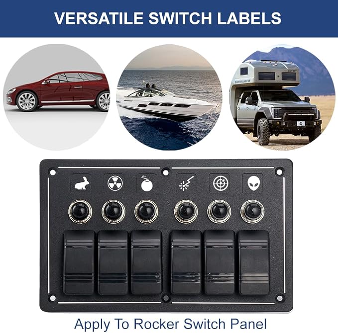 400 Pcs Car Switch Panel Stickers, 40 Designs Auto Switch ID Label Decals Fun Car Button Icon Black Dash Board Label Decals for Boat Truck