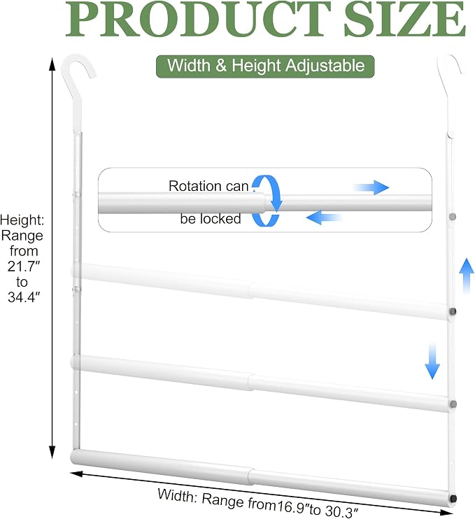 OPKING Double Hanging Closet Rod Extenders Adjustable Width & Height White | Stepless Adjustment, Space-Saving & Expand Space, Assemble Easily, Heavy-Duty Iron, Hold Up To 45 LBS, Smooth Surface,